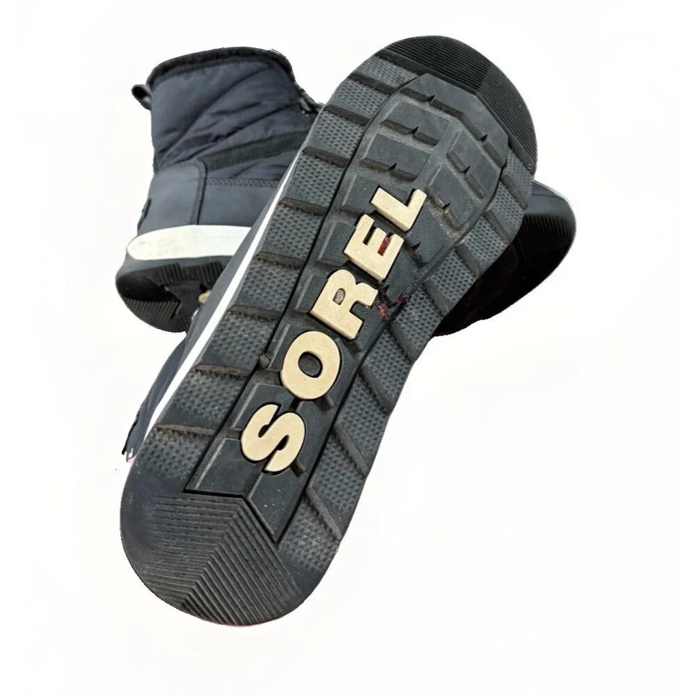 SOREL Whitney II Short Lace Winter Boots Womens Size 9 Black Waterproof Snow